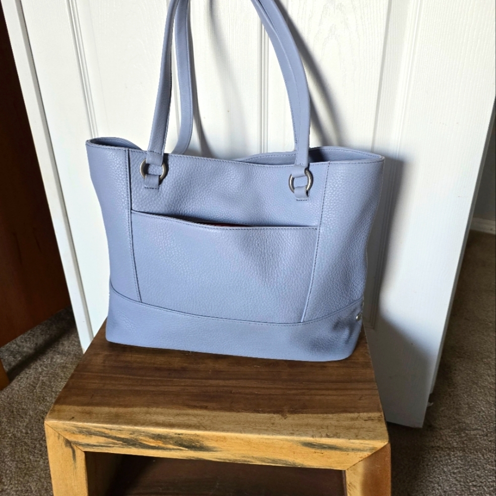 Hammitt Sky Blue Leather Shoulder Bag, Measures 17 In X 11 In X 5 In.